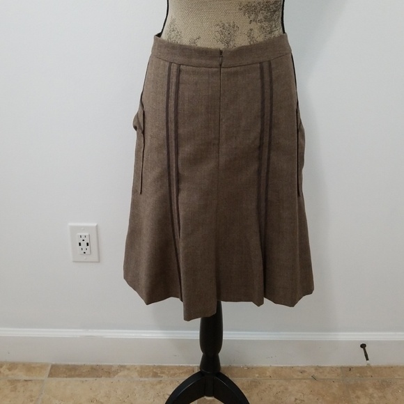 Beth Bowley brown 100% wool lined a-line skirt - Picture 4 of 8